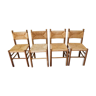 Série de 4 chaises paillées des années 50