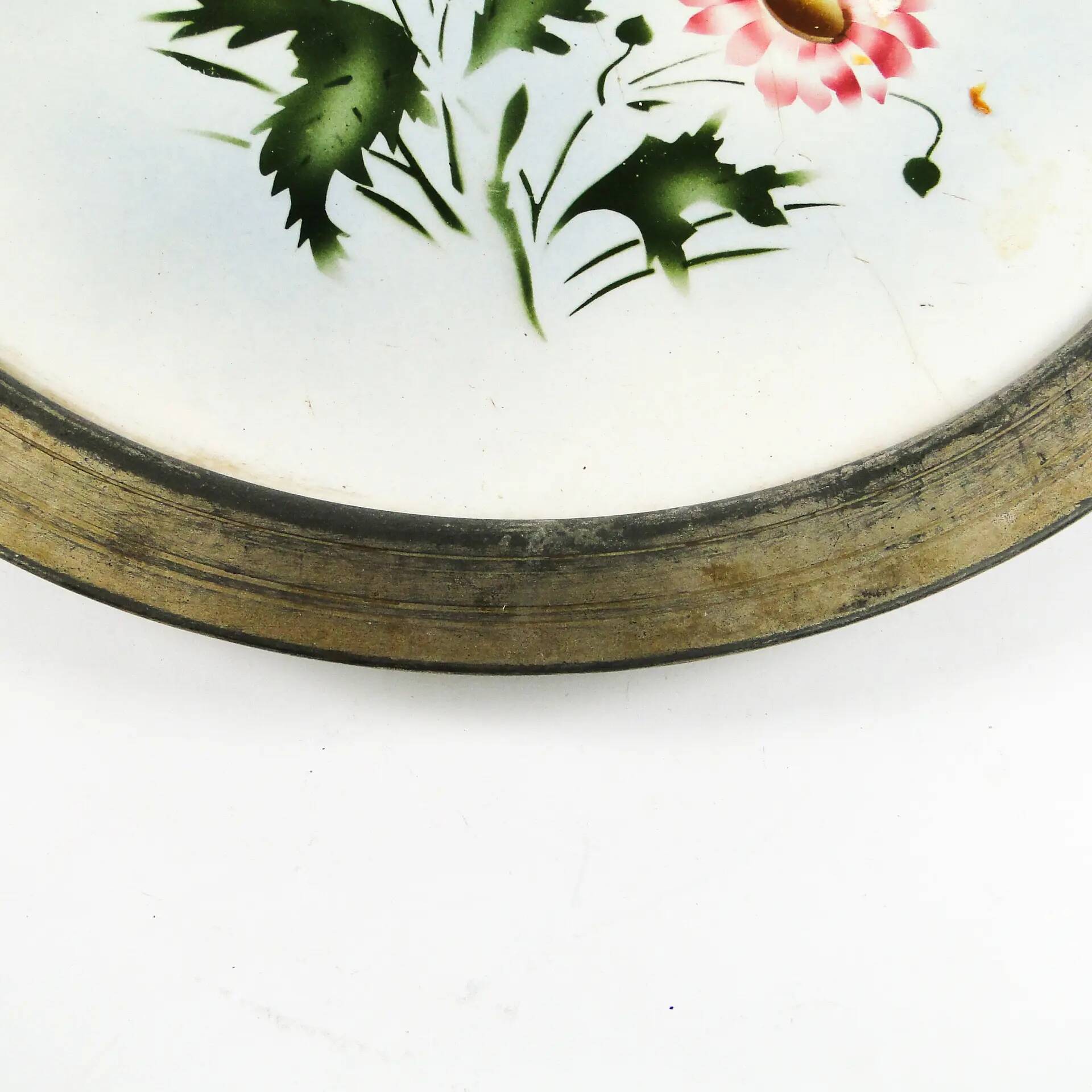 Art Nouveau tray, silver-plated brass, white porcelain, Austria, early 20th century