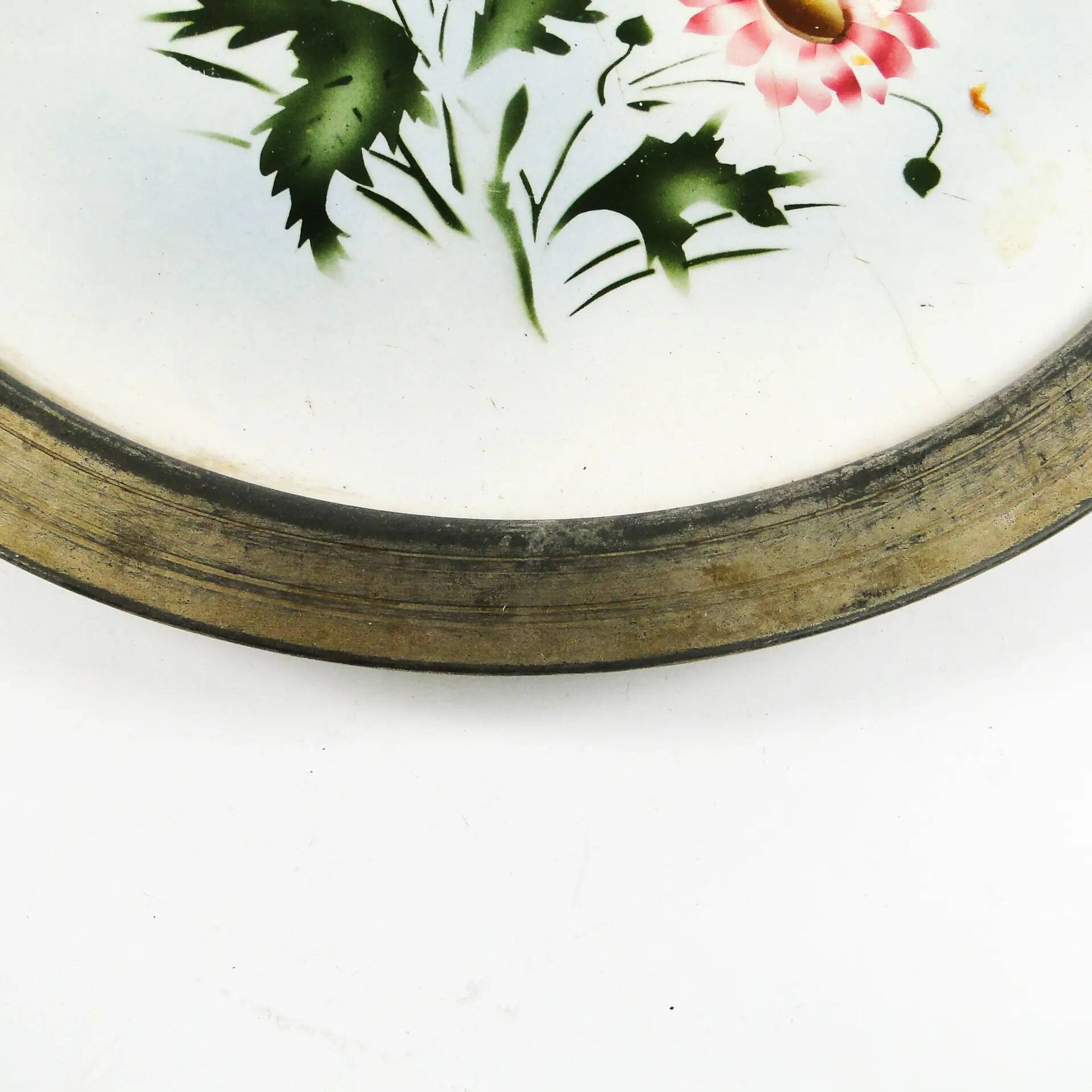 Art Nouveau tray, silver-plated brass, white porcelain, Austria, early 20th century