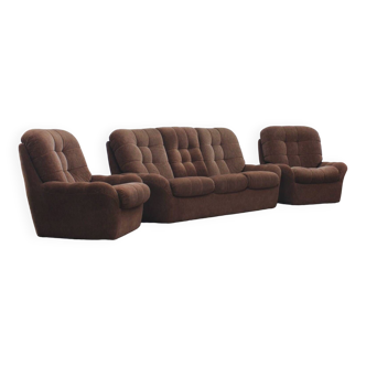 Complete vintage living room space age chocolate velvet 70s