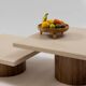 Noā nesting tables in waxed concrete with walnut legs