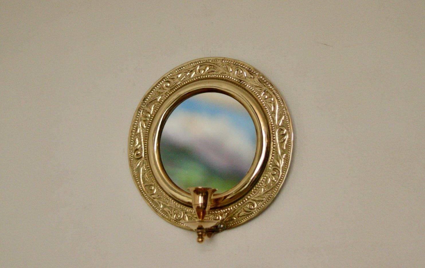 Applique murale vintage en laiton avec miroir