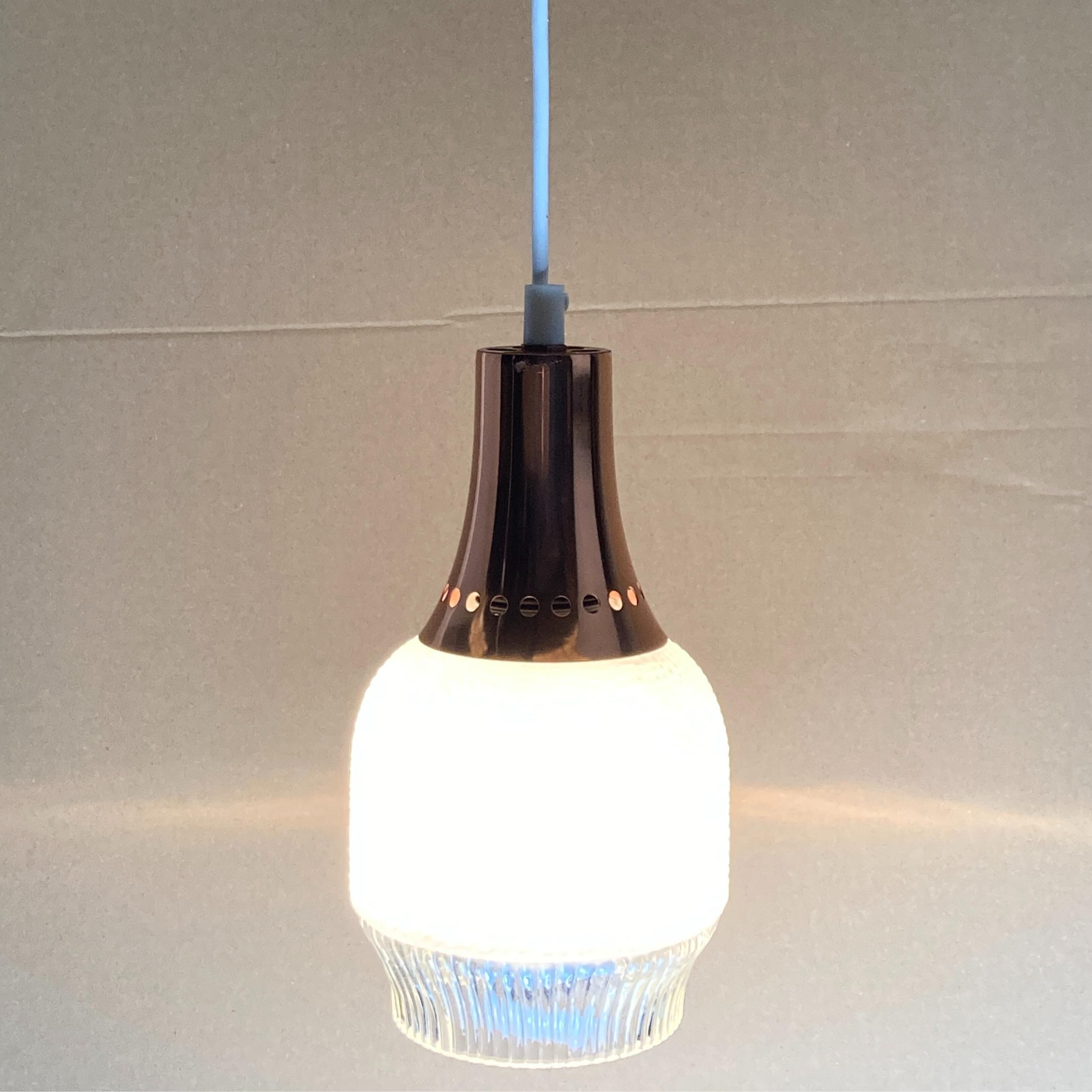 Vintage space age copper and opaline hanging lamp