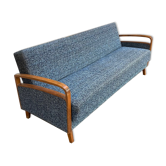 Canapé daybed des années 60 en bois et tissu