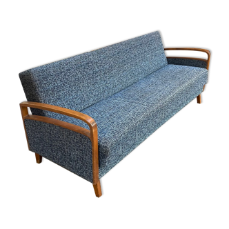 Canapé daybed des années 60 en bois et tissu