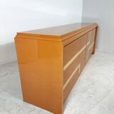 Italian orange lacquered sideboard with inlay, 1970s