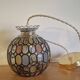 Suspension globe vintage effet vitraux