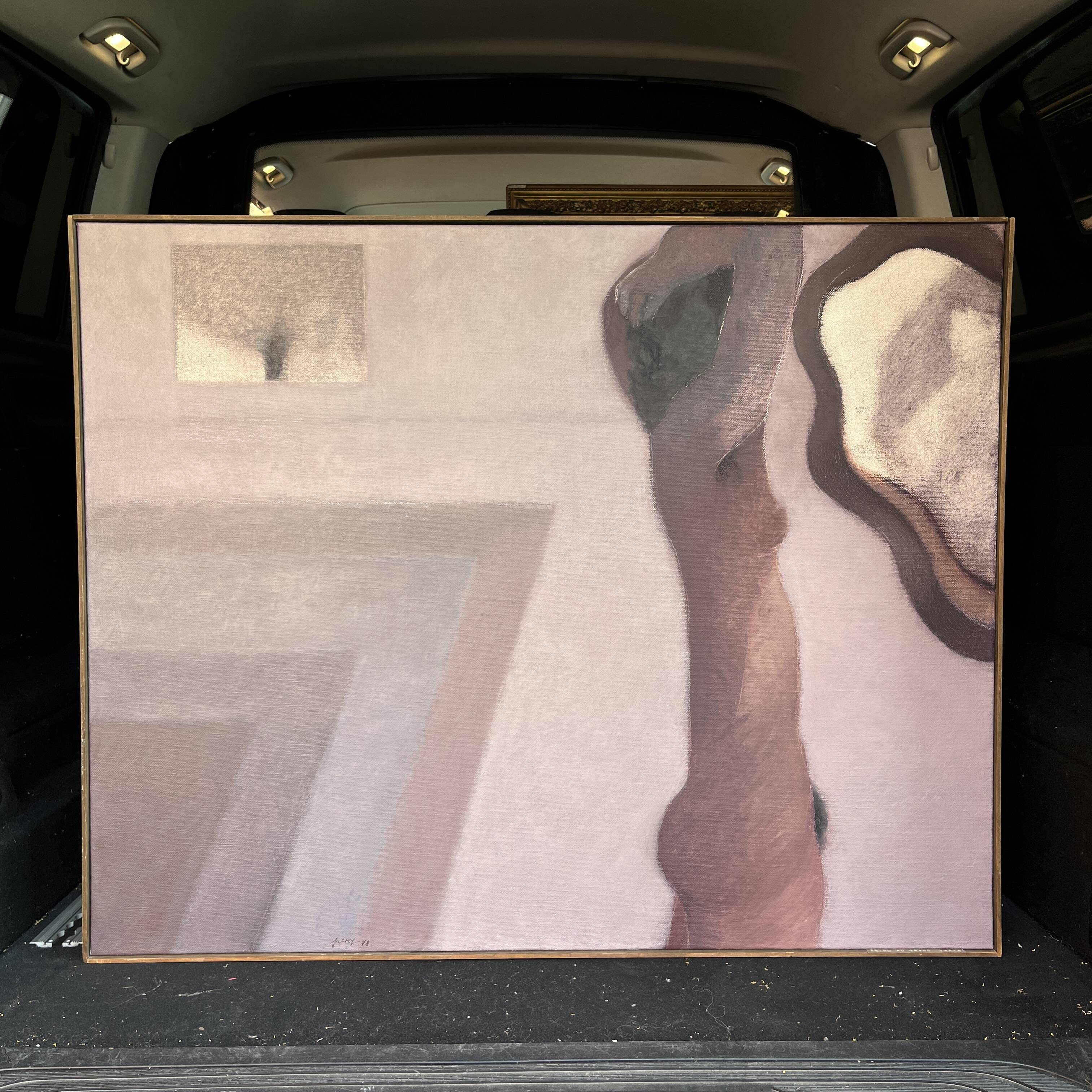 Oil painting on canvas, LUC PEROT 'Female nude in the studio with a mirror', 1978