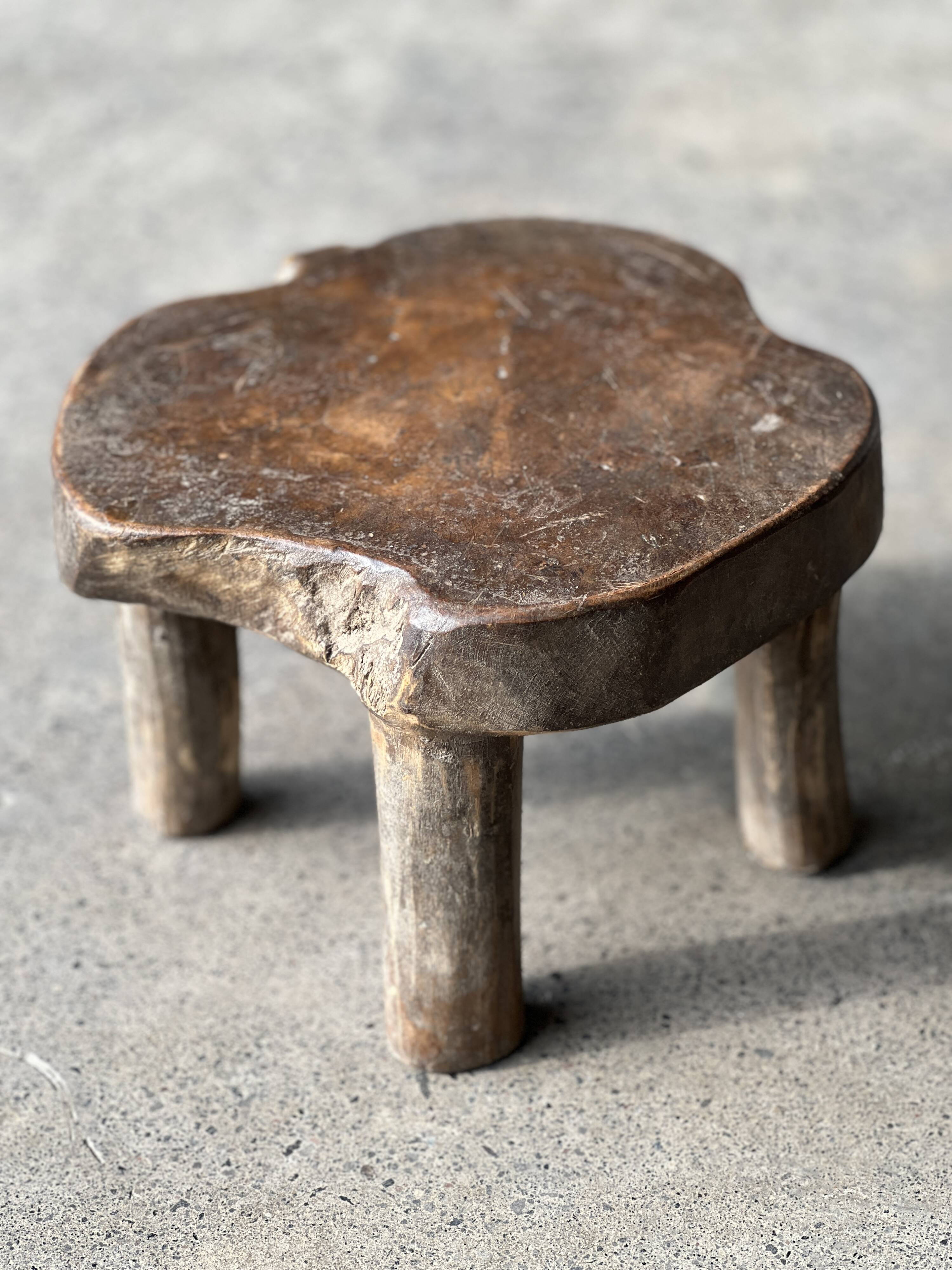 Mini low stool in upcycled old Asian teak H15 D24