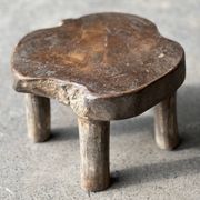 Mini low stool in upcycled old Asian teak H15 D24
