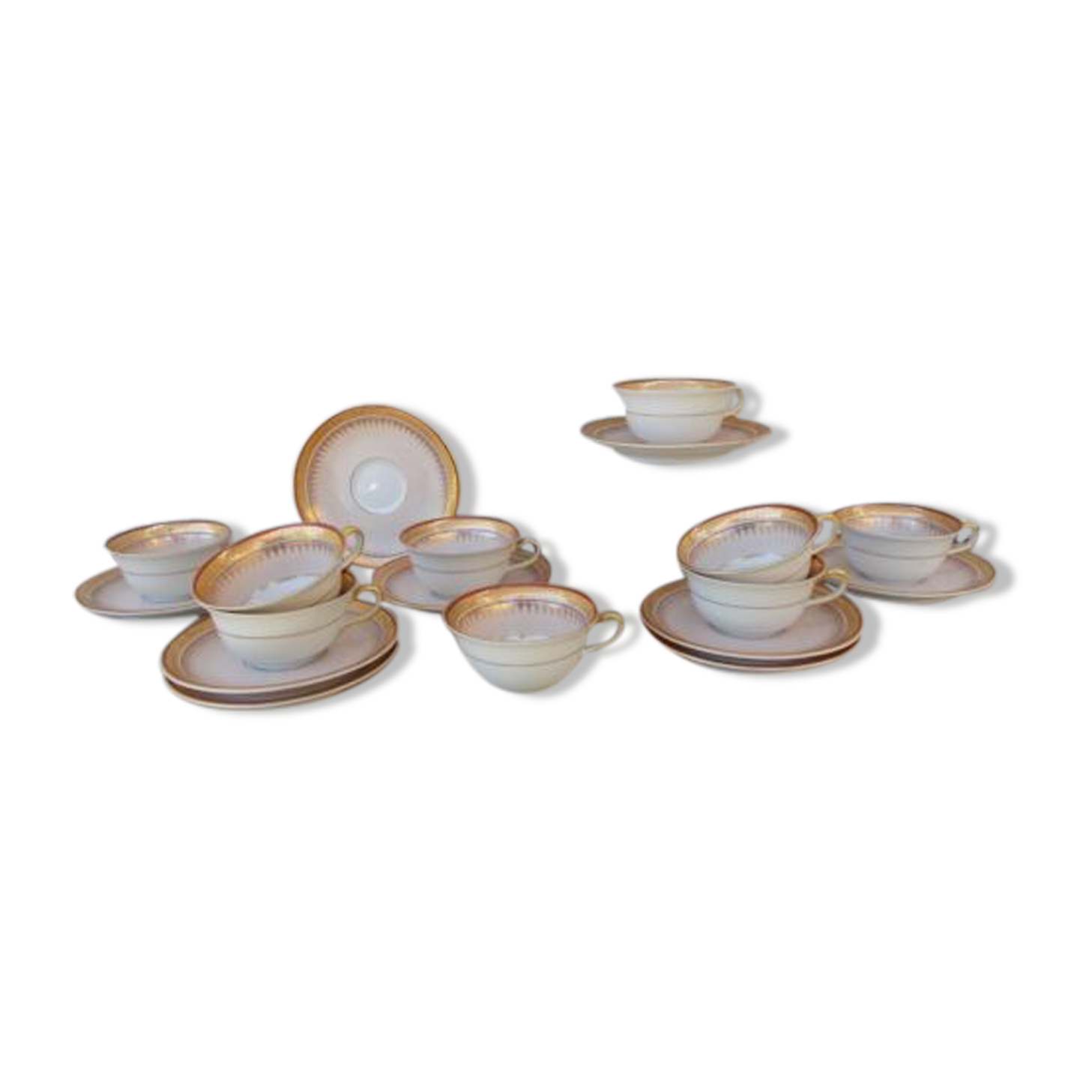 8 tasses café porcelaine Limoges Ahrenfeldt belle dorure