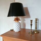 Vintage white and gold ceramic pineapple lamp