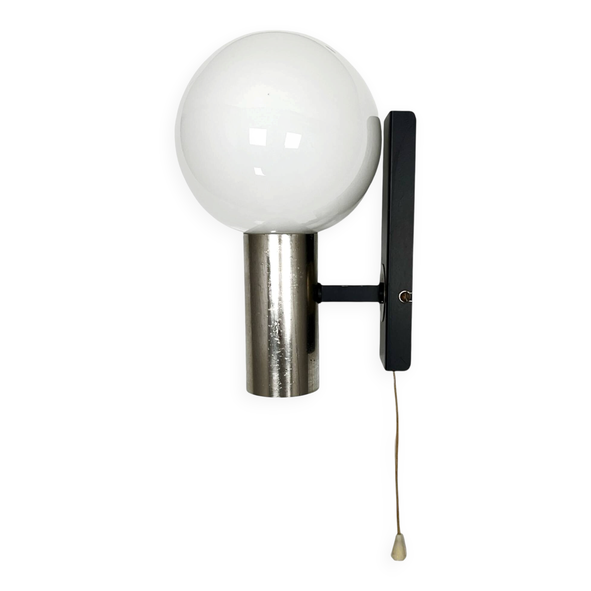 AKA Leuchten wall lamp, 1970s, Space Age chrome sphere, mid-century vintage