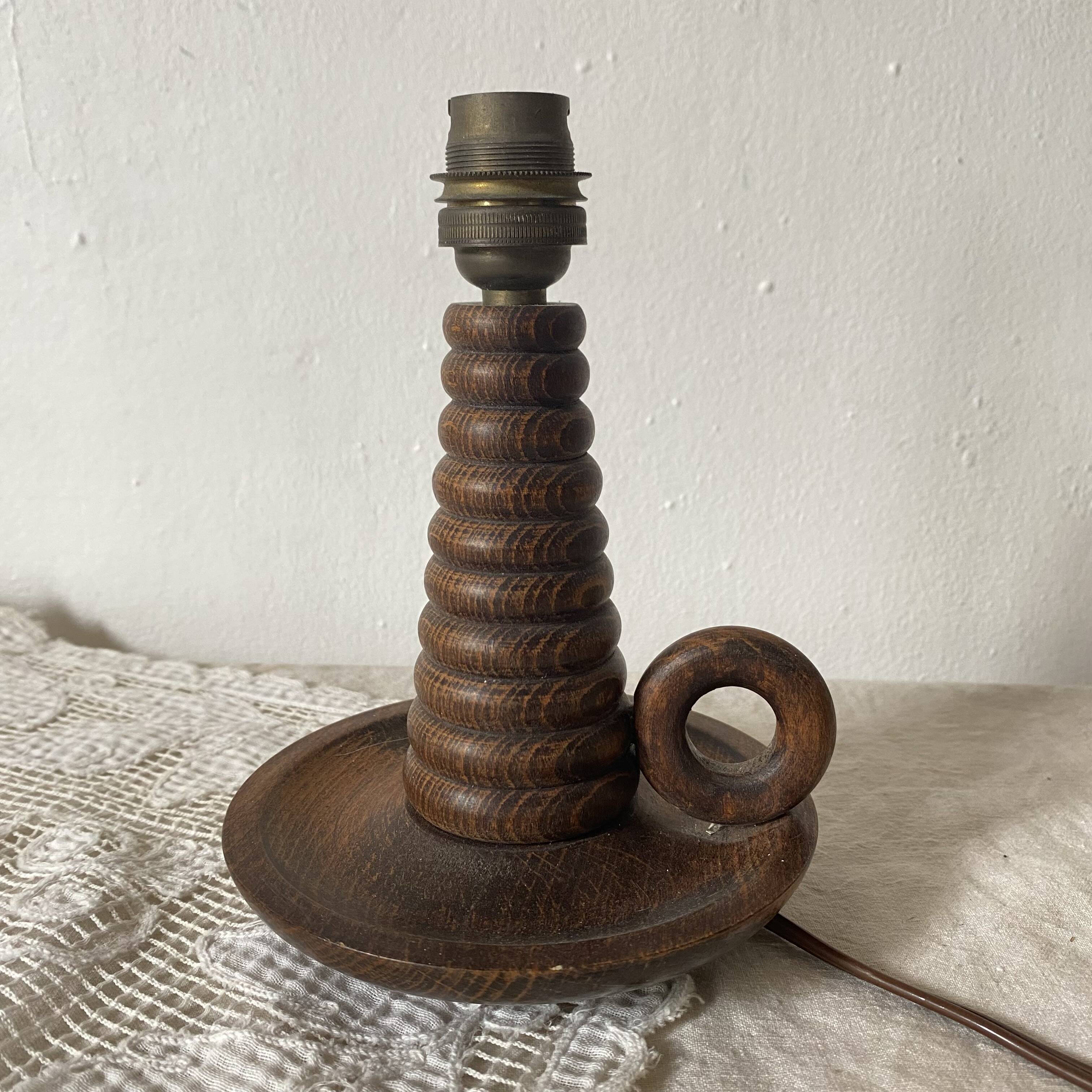 Antique turned wood lamp