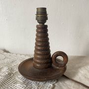 Antique turned wood lamp