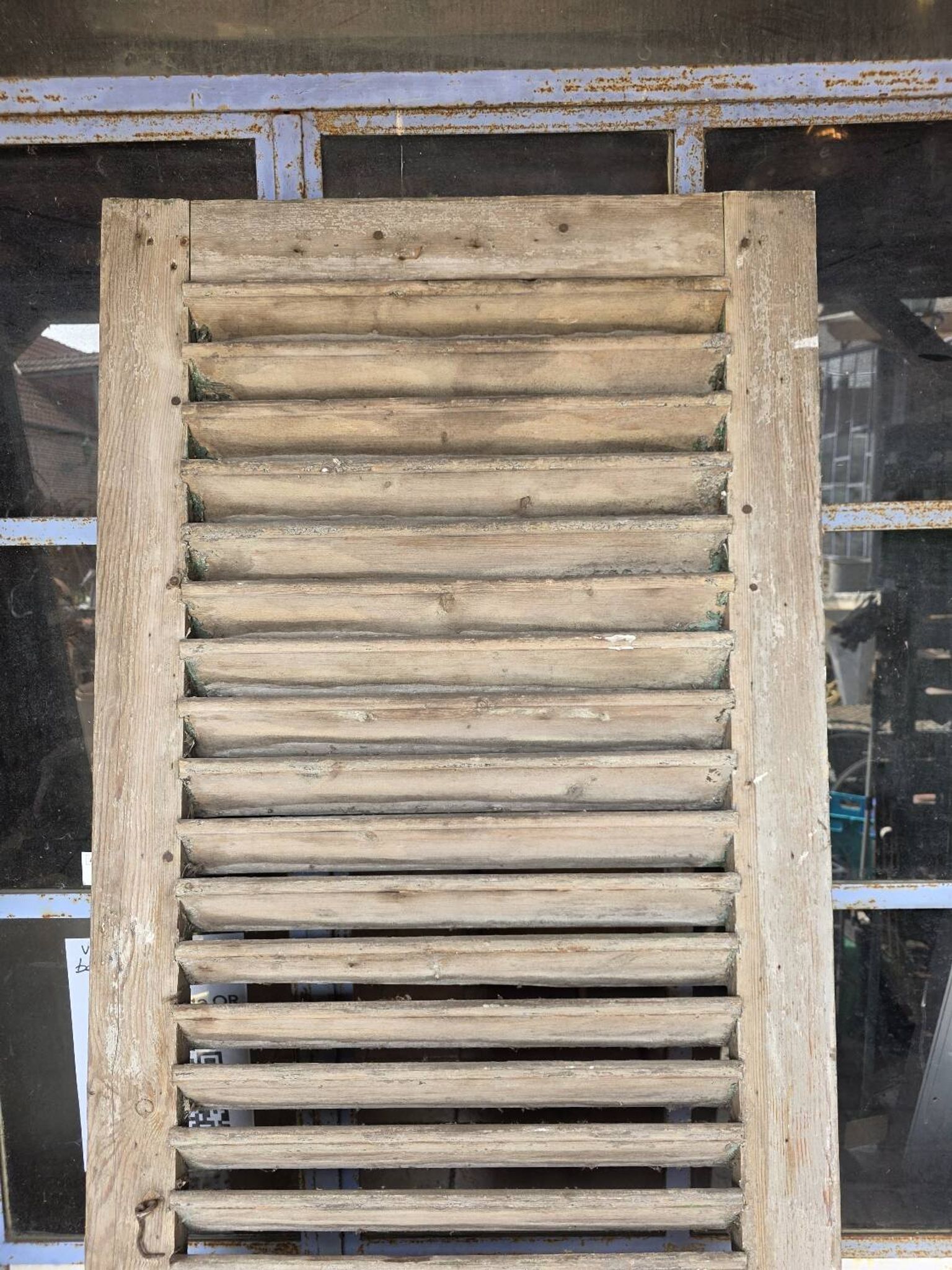Old fir shuttered door