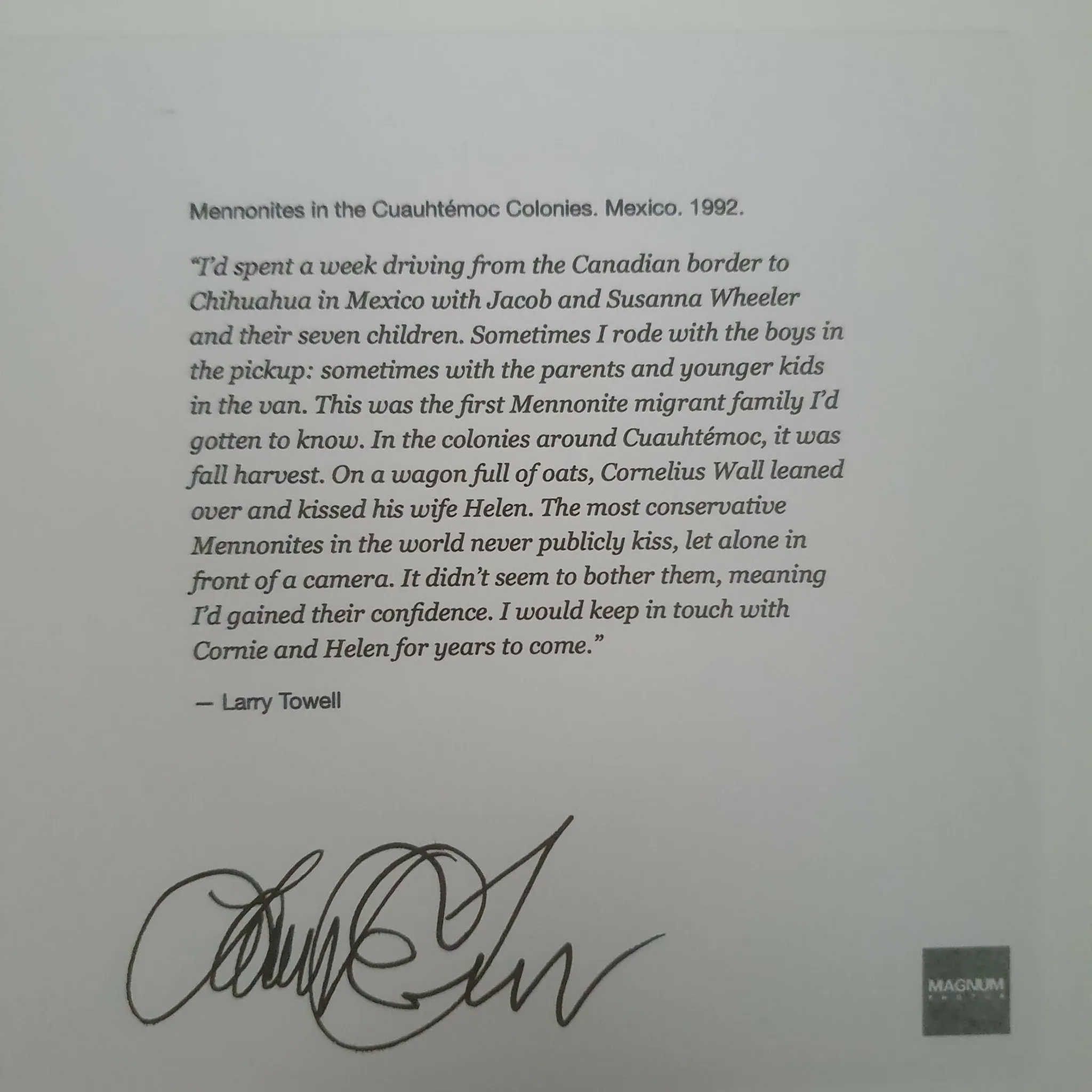 LARRY TOWELL - SIGNED PHOTO - MAGNUM SQUARE PRINT - LIMITED EDITION
