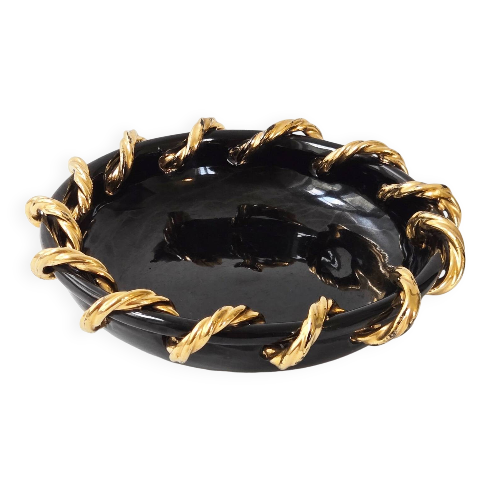 Vintage 1960s braided fruit bowl