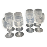 Chiseled crystal aperitif glasses with flower pattern