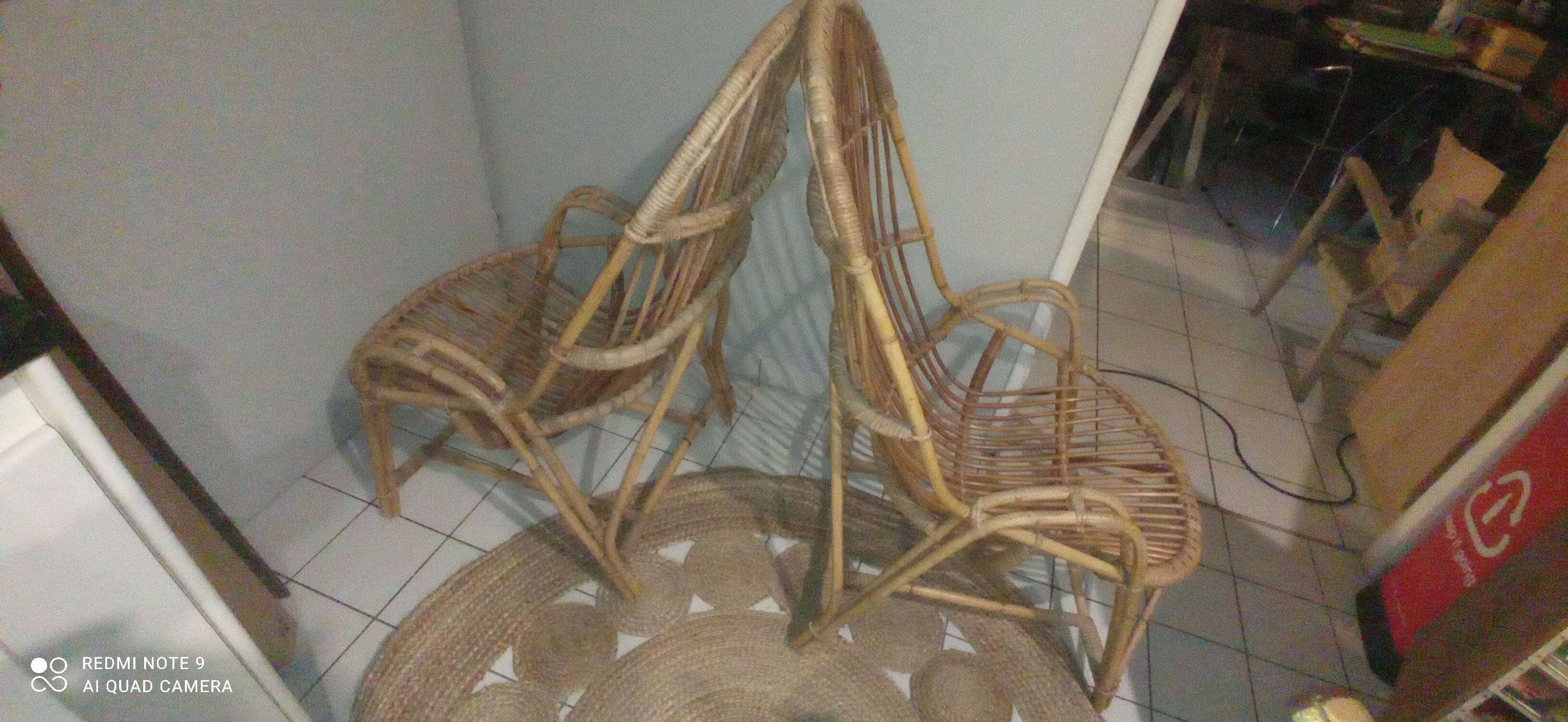 Pair of vintage rattan/wicker armchairs from the 70s