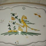 Antique butter dish in faience – Bird decoration – Late 19th / early 20th century