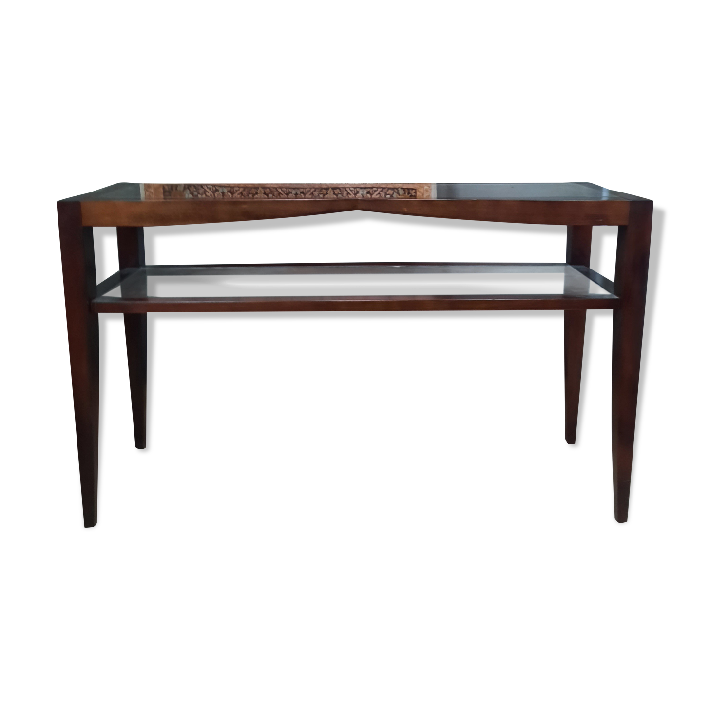 Contemporary console in varnished wood