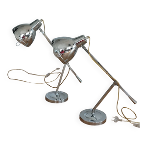 Paire de lampes chromées
