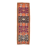 Tapis Kilim multicolore à motif de taille rare 4x12, 113x364Cm