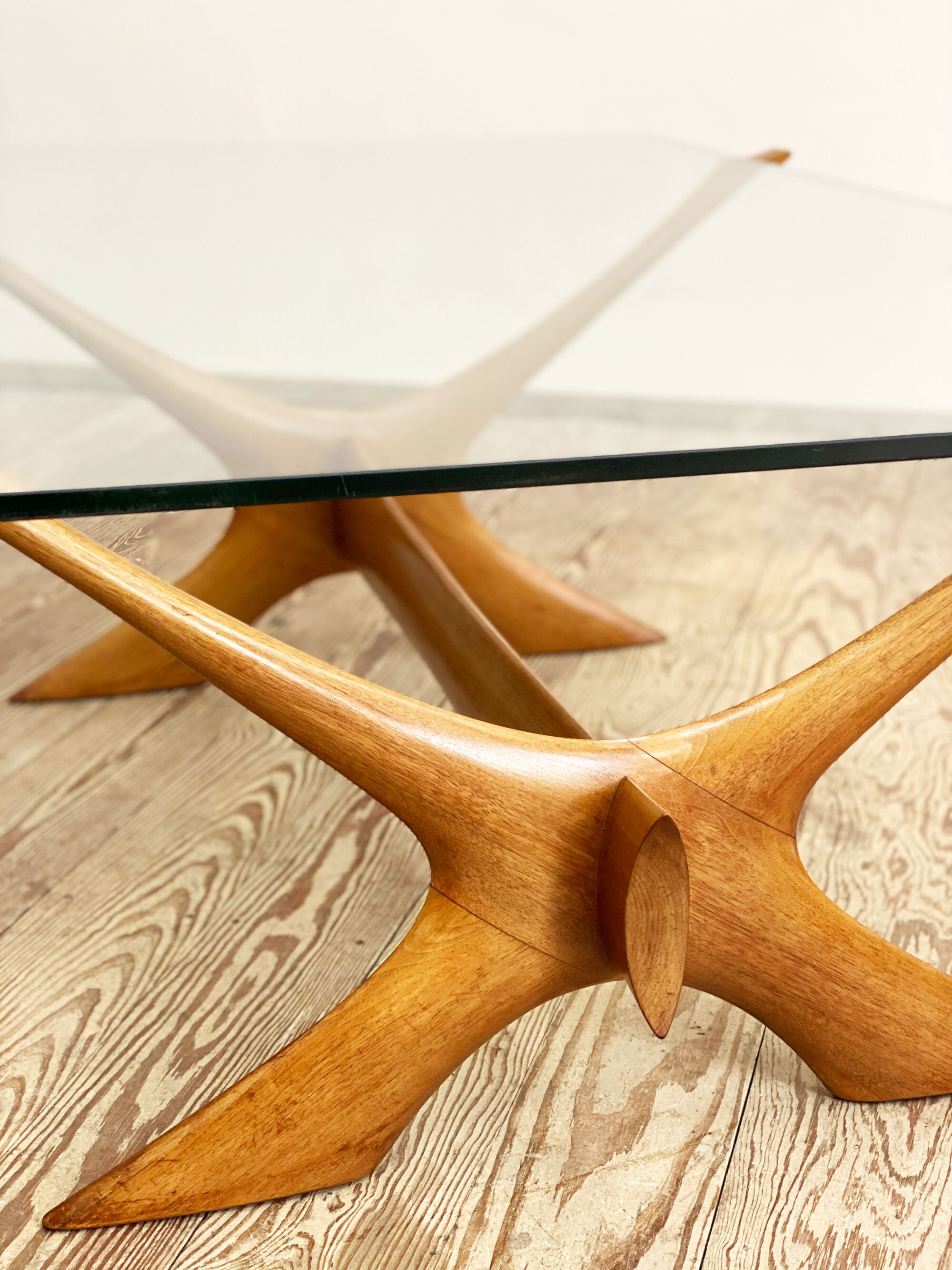 Scandinavian mahogany and glas coffee table by Illum Wikkelso for CF Christiansen Silkeborg, 1960s