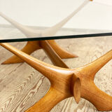 Scandinavian mahogany and glas coffee table by Illum Wikkelso for CF Christiansen Silkeborg, 1960s