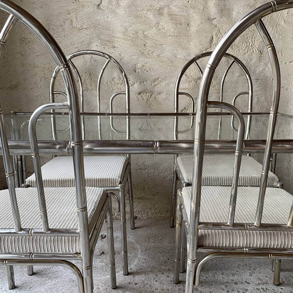 Vintage metal bamboo table and chairs