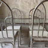 Vintage metal bamboo table and chairs