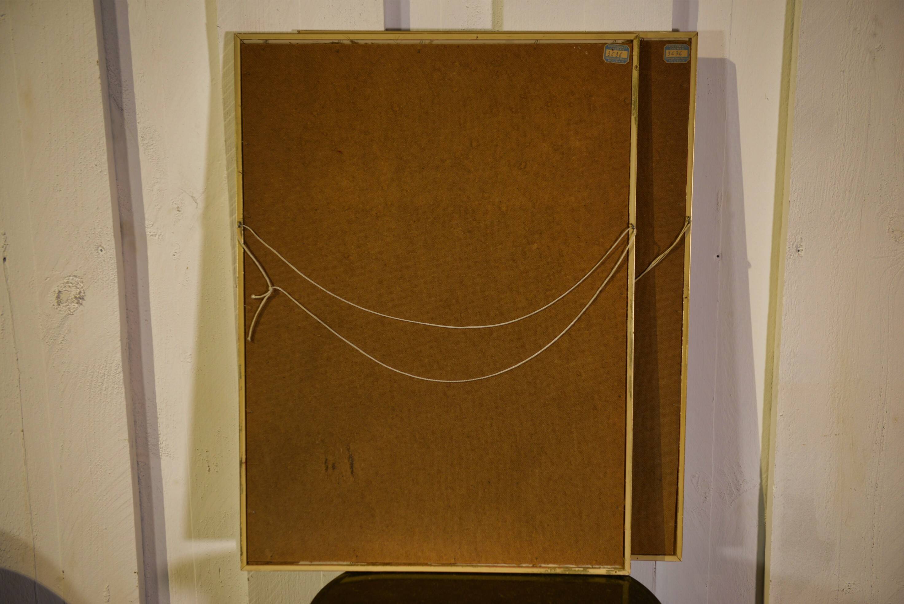 Pair of canvases on jute, ethnic art, framed by Trousson et Cie, Roubaix, 1970s.