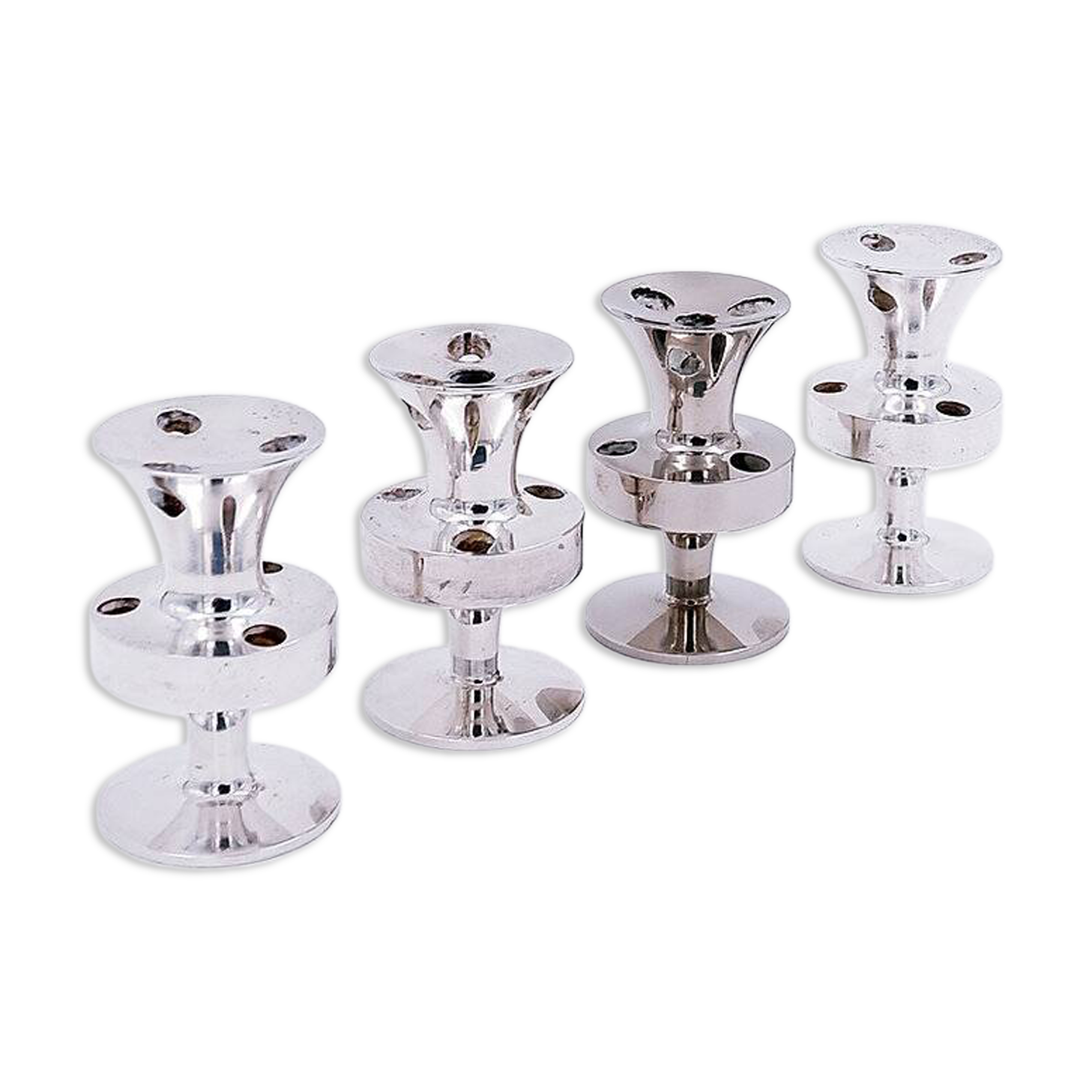 Set of 4 miniature candle holders by Erik Jörgensen, Denmark, 1950s.