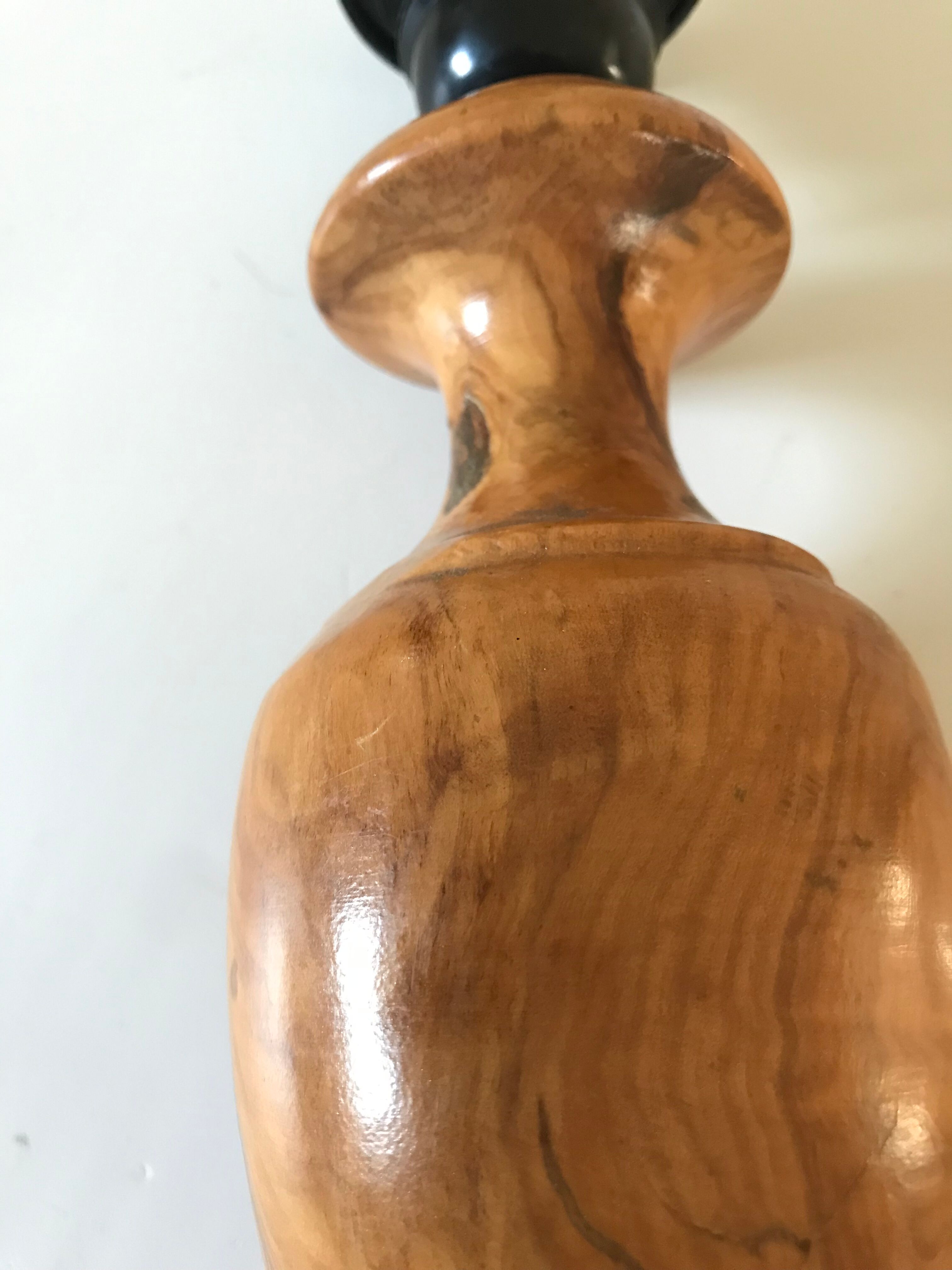 Vintage olive wood lamp