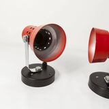 Pair of 1970s red and black wall lights