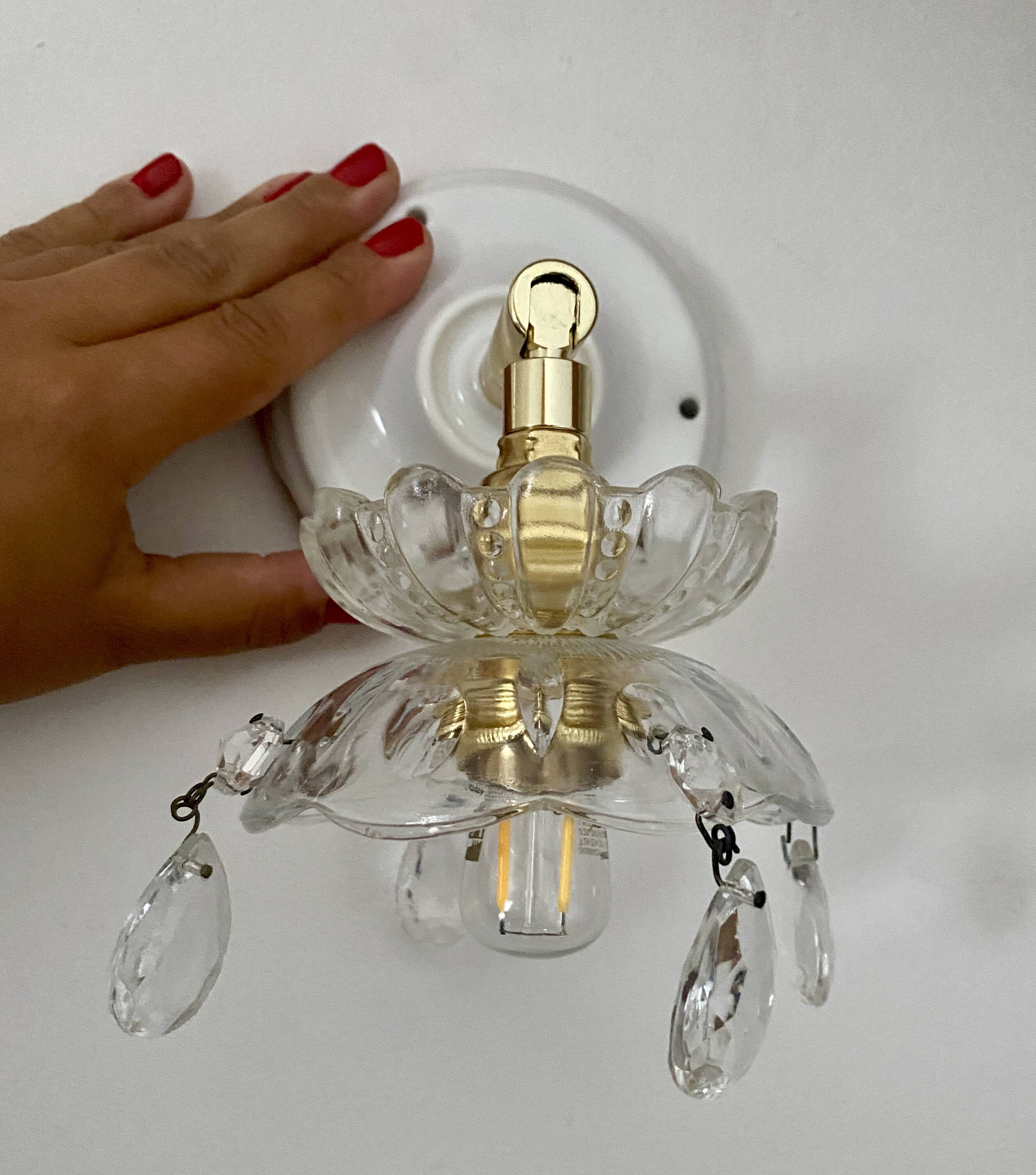 Vintage glass lampshade wall lamp with antique tassels