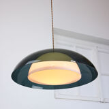Italian green space age pendant lamp in plexiglass, 70s
