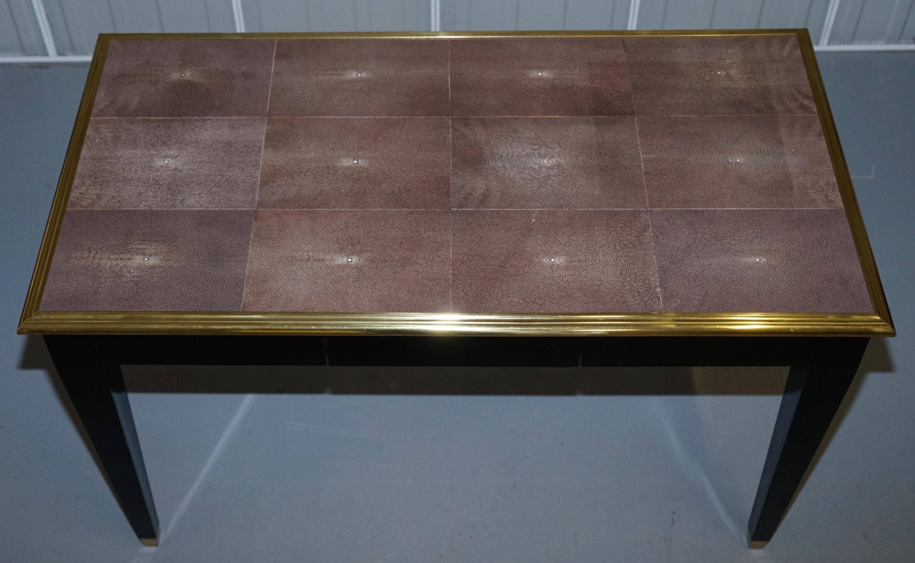 Shagreen Desk with Gold Metal, Modern Model