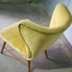 Trio de chauffeuses à oreilles wing chair danoise Elias Svedberg années 50/60 jaune vert