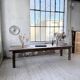 XL farmhouse table in solid oak, brutalist style, 20th century.