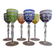 6 glasses of Bohemian crystal wine colored feet stars