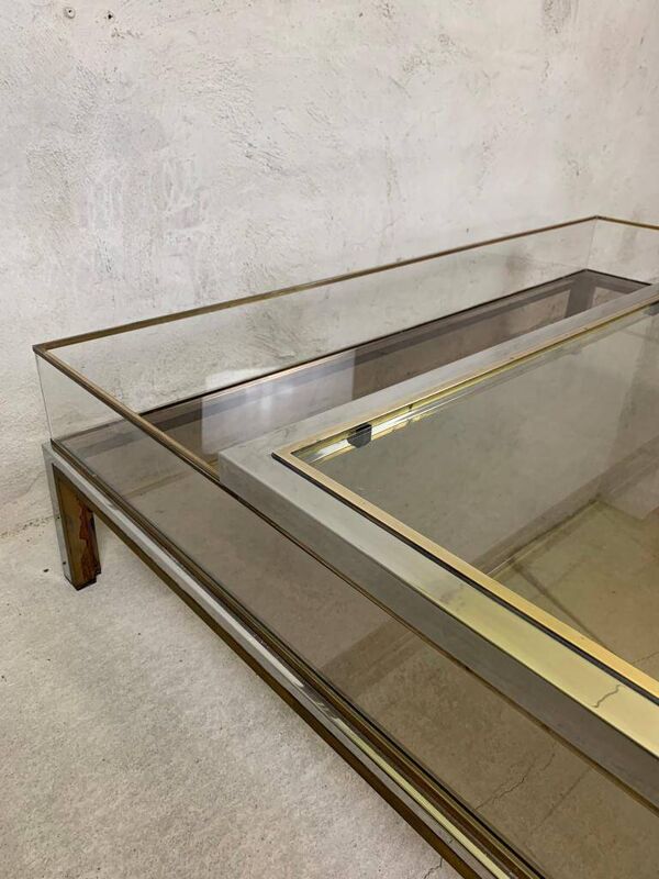 Table basse à plateau coulissant par Belgochrom, 1970s