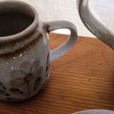 Coffee service sandstone "atelier d'art de lorraine" sarreguemines vintage
