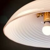 Large swirling Italian pendant lamp in pink Murano glass, 1970s.