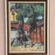 Original oil on panel “Red cottages” by Ingrid Larsblad, vintage & framed 30×40cm