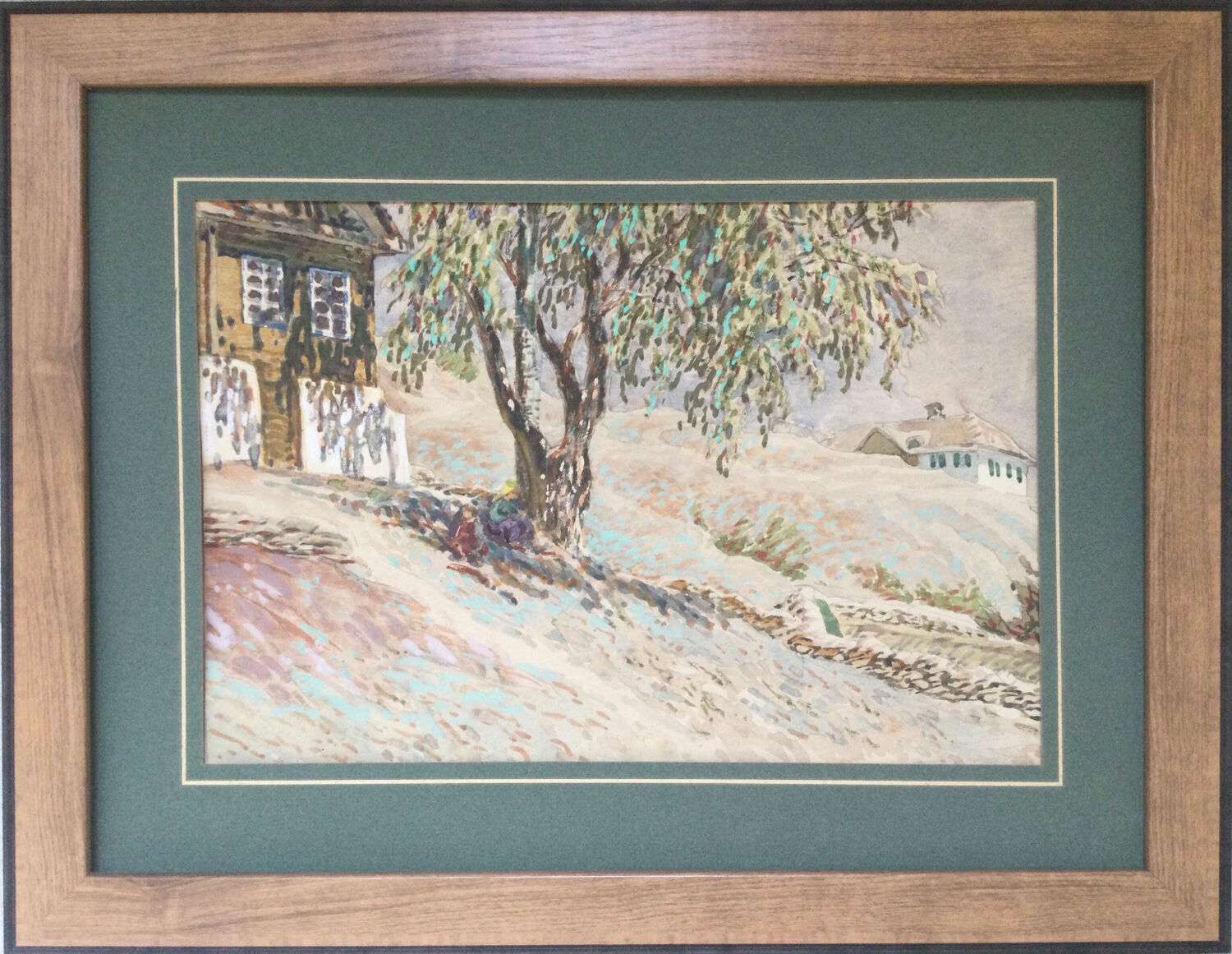 Russian school, Village on the Don. Watercolour.