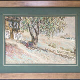 Russian school, Village on the Don. Watercolour.