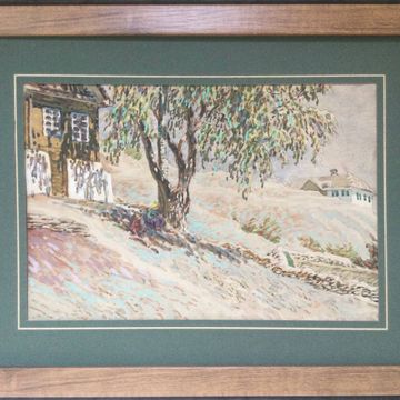 Russian school, Village on the Don. Watercolour.