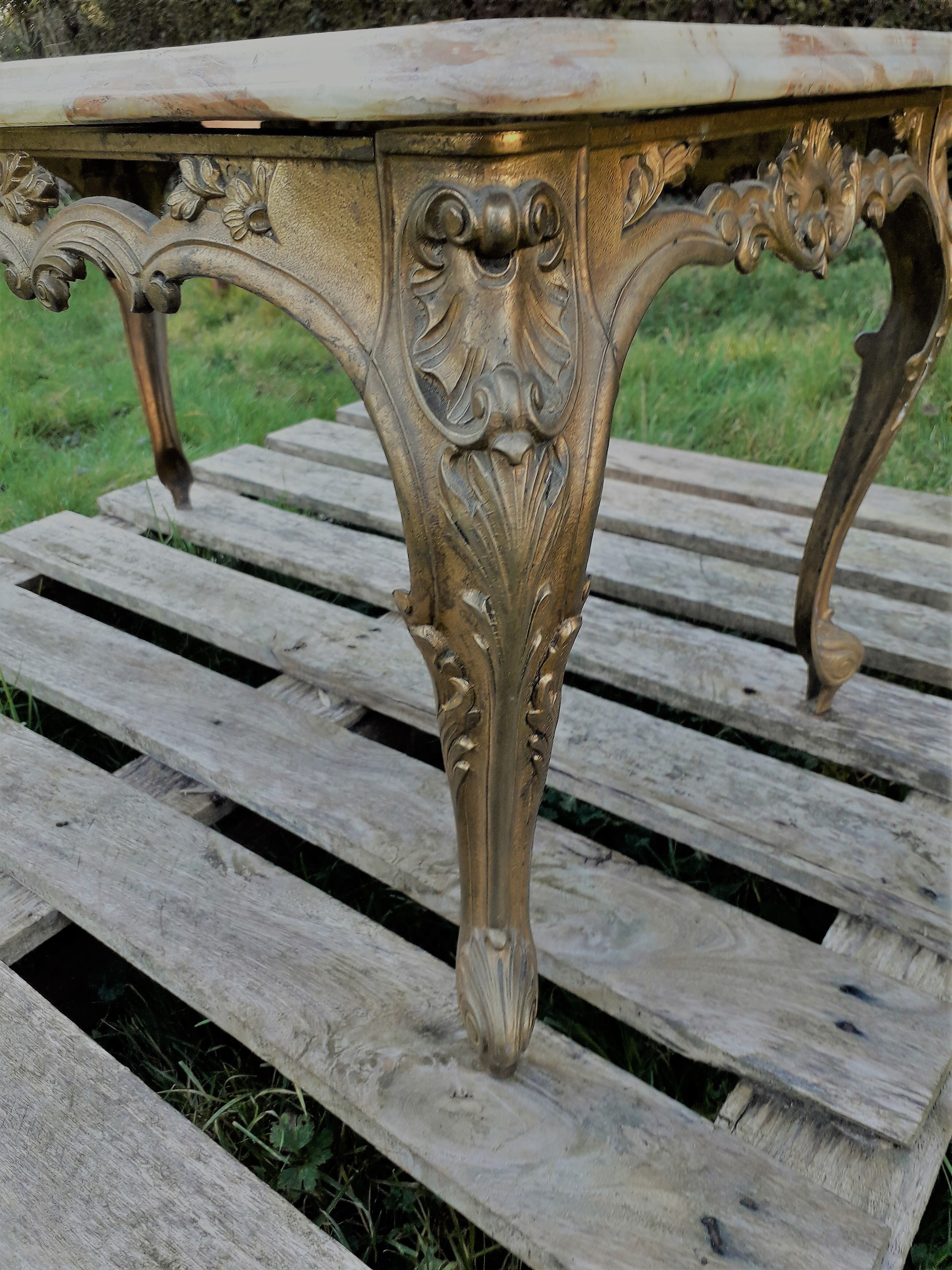 Brass and green marble coffee table